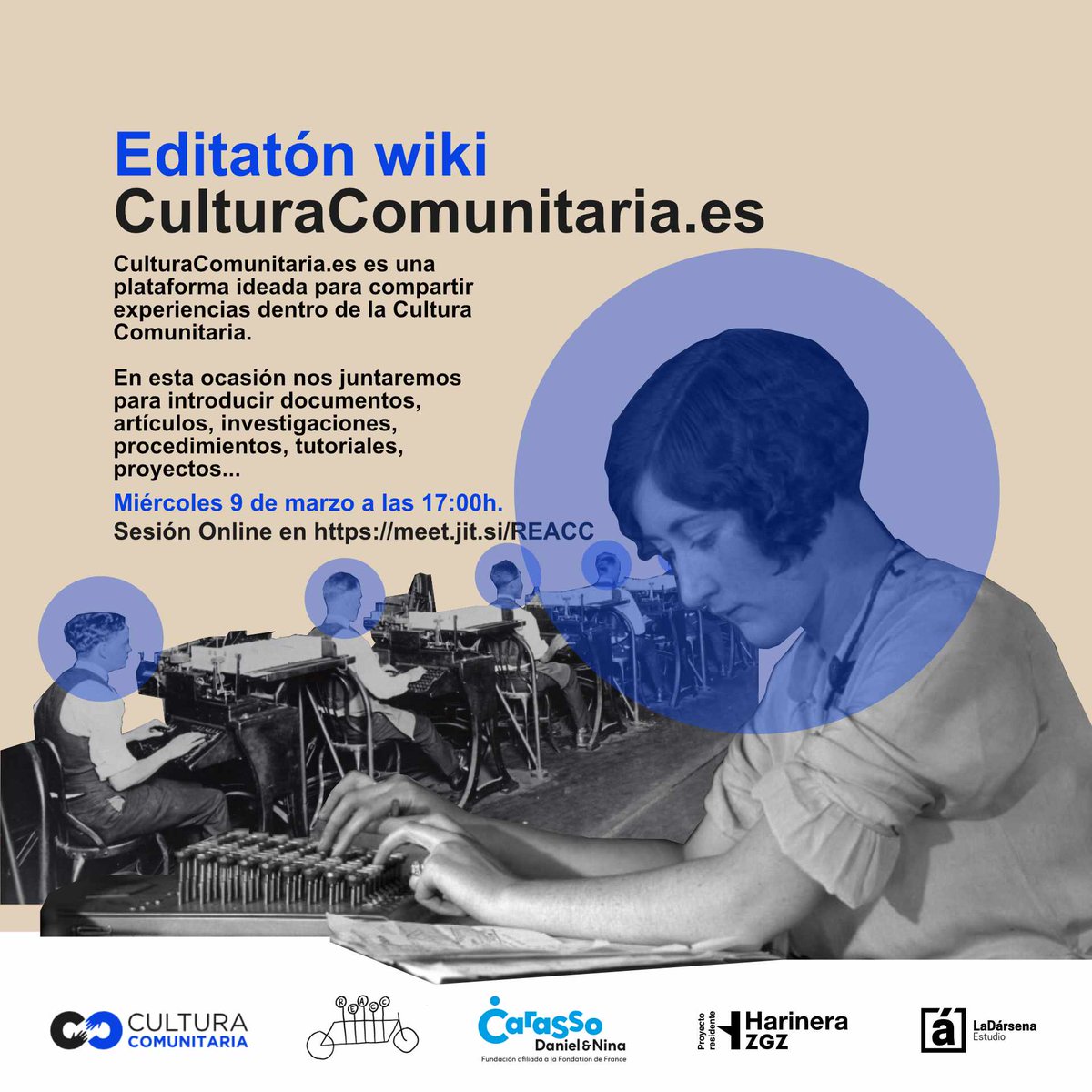🔜 🔵 #Hoy a las 17 hrs. ➡️💻 tenemos cita con la #Editatón de nuestra querida #wiki #culturacomunitaria 🤩

La invitación es a compartir experiencias y procesos 😊 

Entra aquí para conocer la #wiki y preparar el encuentro de esta tarde 👇 culturacomunitaria.es/wiki/Inicio

Nos vemos!! 🥰
