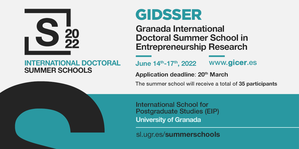 gidsser's tweet photo. ‼️🔵Call for applications to 𝐆𝐫𝐚𝐧𝐚𝐝𝐚 𝐈𝐧𝐭𝐞𝐫𝐧𝐚𝐭𝐢𝐨𝐧𝐚𝐥 𝐃𝐨𝐜𝐭𝐨𝐫𝐚𝐥 𝐒𝐮𝐦𝐦𝐞𝐫 𝐒𝐜𝐡𝐨𝐨𝐥 𝐢𝐧 #𝐄𝐧𝐭𝐫𝐞𝐩𝐫𝐞𝐧𝐞𝐮𝐫𝐬𝐡𝐢𝐩 𝐑𝐞𝐬𝐞𝐚𝐫𝐜𝐡 (@gidsser) 📝⁣
⁣
📆 June 14-17, 2022⁣
📍Granada, Spain⁣
ℹ️  https://t.co/D9ZEySS7Rv

#GIDSSER #GIDSSER2022 https://t.co/opqjpYBWk3
