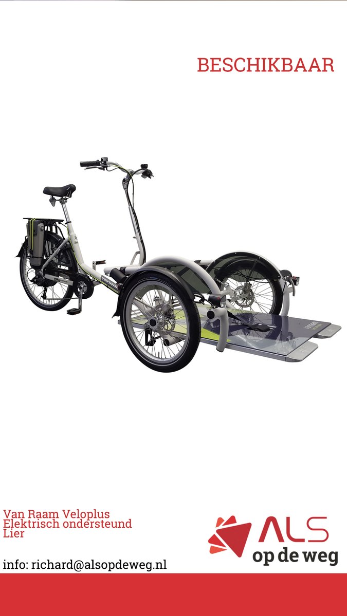 PER DIRECT BESCHIKBAAR voor onze mooie doelgroep #ALS #PSMA #PLS We hebben een #veloplus #trippelstoel #vanraamEasyrider info? richard@alsopdeweg.nl