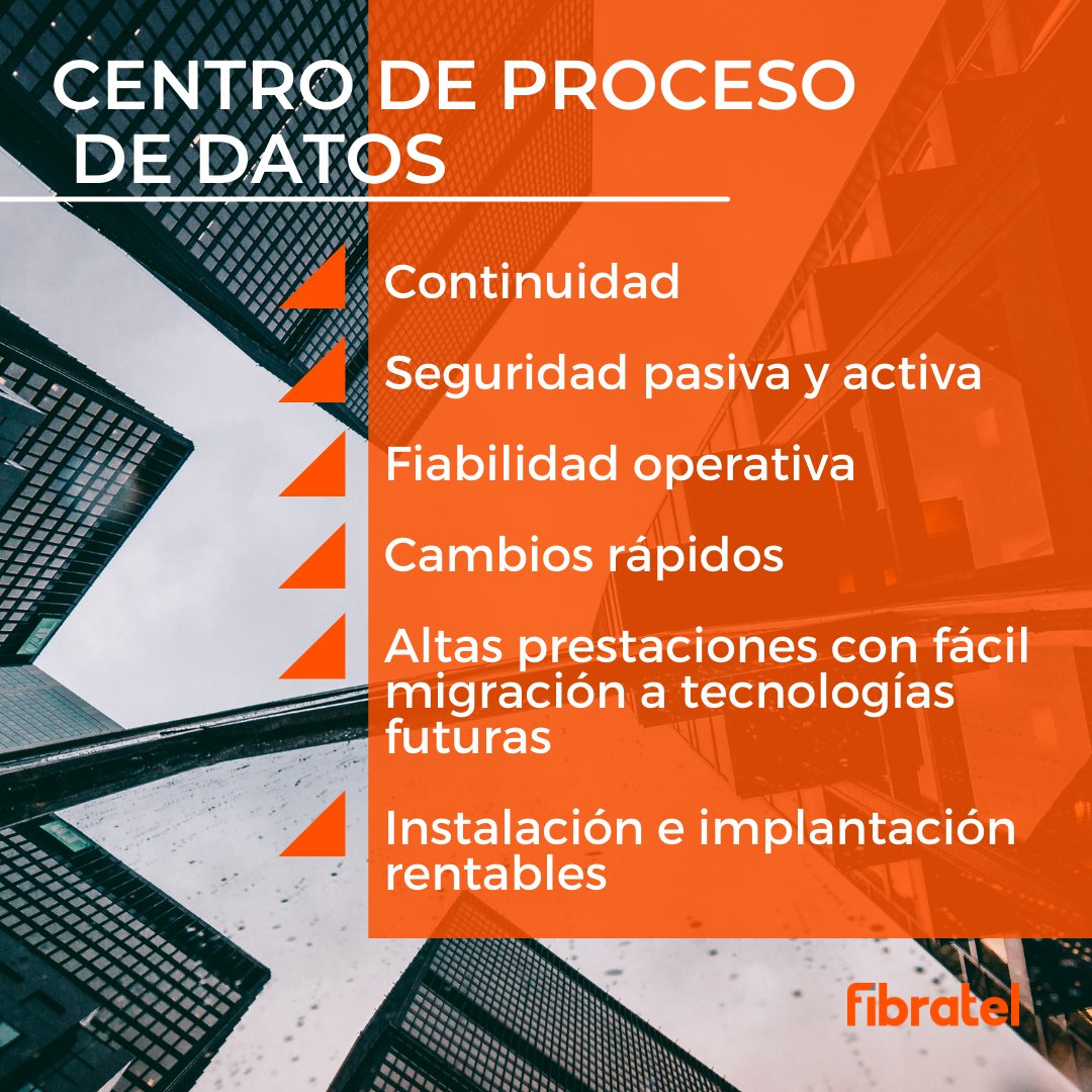 El #CPD es el centro neurálgico de la empresa. Como tal, debe estar provisto de una #infraestructura suficiente que aporte la máxima fiabilidad al mismo, escalable y adaptable a las necesidades de la empresa . El que #Fibratel diseña, permite cumplir los siguientes puntos.