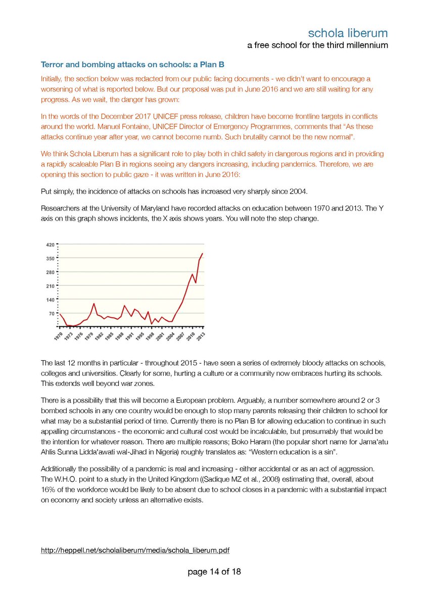 I tiptoe back to this with trepidation. In 2016 we warned <a href="/educationgovuk/">Department for Education</a> of two possibles: a pandemic, or a bombing attack on schools. We proposed a clear solution. They "didn't see the danger". We've had a pandemic; now, with a new war, the 2nd danger has never been more real.