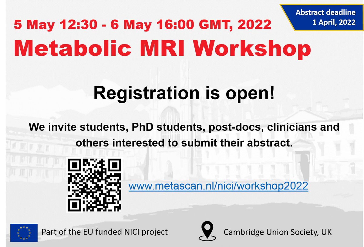 NICI_FETopen (@nici_fetopen) on Twitter photo Our abstract submission and registration are open! For more information you can check the website metascan.nl/nici/workshop2โฆ
#metabolomics #MRI <a href="/EU_Health/">EU One Health</a> Our abstract submission and registration are open! For more information you can check the website metascan.nl/nici/workshop2โฆ
#metabolomics #MRI <a href="/EU_Health/">EU One Health</a>