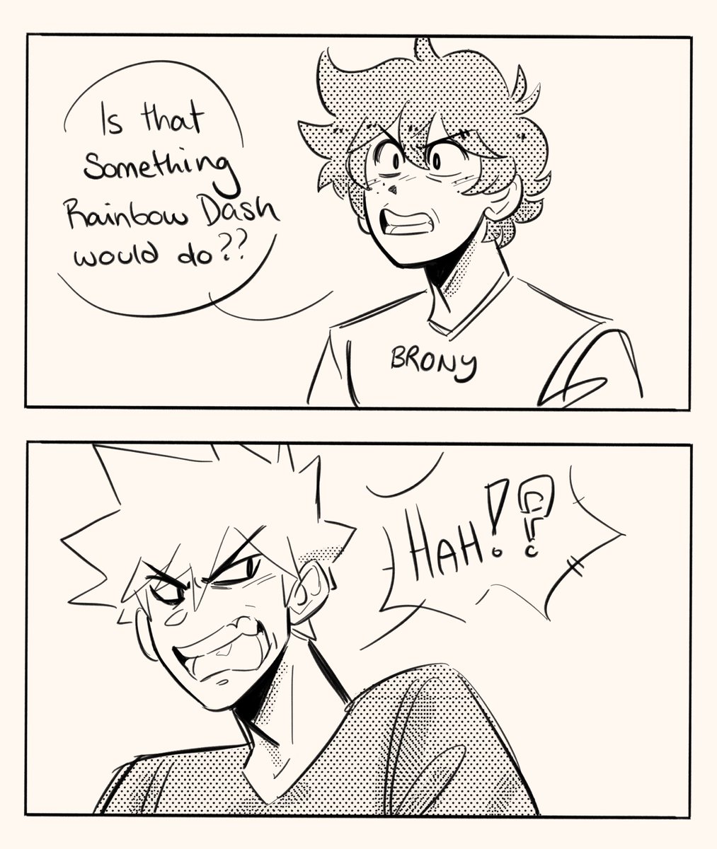 noodles_and_tea's tweet photo. All Might who? Rainbow dash is Katsuki’s hero. 

#BNHA #bkdk https://t.co/Rx8va6WktE