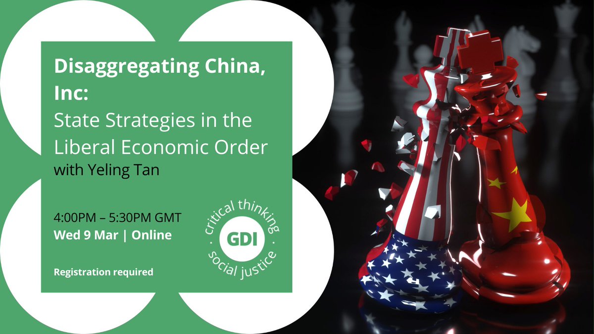 GlobalDevInst's tweet photo. 🚨 Last Chance to Register 🚨
Join us later today for the next #GDILecture when @YelingT discusses her new book which explores China's entry into the WTO and what policy responses it led to from different actors within the Chinese state...
Register 👉 https://t.co/W5niKe51QY https://t.co/ESZ40OutU8