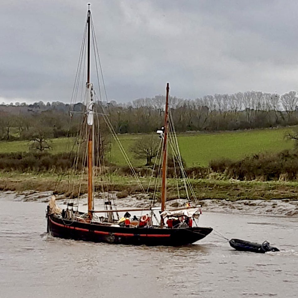 Sailing vessel “Leader” <a href="/silverylight84/">Silvery Light Sailing</a> this morning, heading up to Bristol Docks for repairs. 
A Brixham Trawler Gaff ketch  built 1892 in Glampton, on the river Dart, Devon. #lovebristolharbour #riveravon #bristoldocks