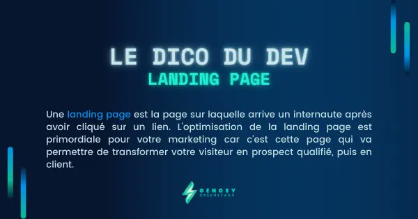 Qu'est-ce qu'une landing page ? 🤔 
#dicodudev #landingpage #pagedevente #siteweb #siteecoconcu #ecoconception #genosy #agenceweb #genosygreenstack
