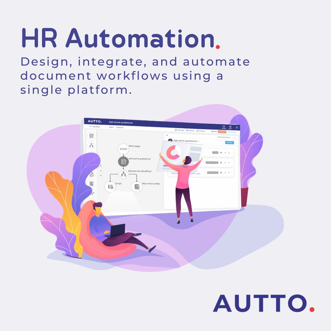 AuttoIO's tweet image. From document generation to contract negotiation, eSignatures and more ‒ configure many #BusinessWorkflows in minutes with an all-in-one, no-code solution.
Read more about how #AUTTO can help #AutomateWorkflows for #HR: hubs.li/Q0154JQ90