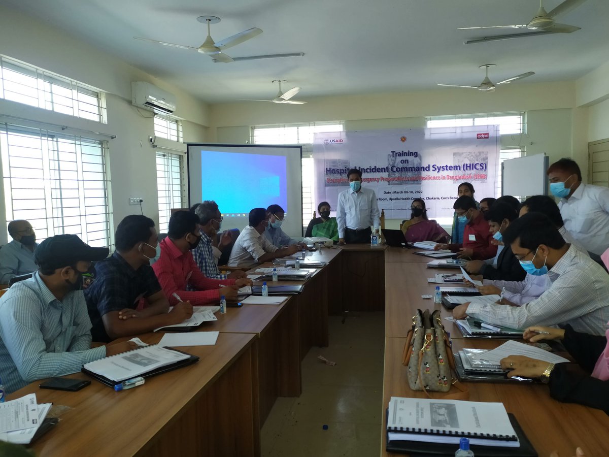 PeerSouthAsia's tweet photo. Dr. Shovan Dutta, UHFPO, Chakaria Upazila Hospital inaugurated HICS training in #Bangladesh. He reiterated the seriousness of disaster preparedness and added, "This training will enable us to activate an incident command system in our hospitals."
#DRR 

@MISDGHS https://t.co/HVLptDYTVu