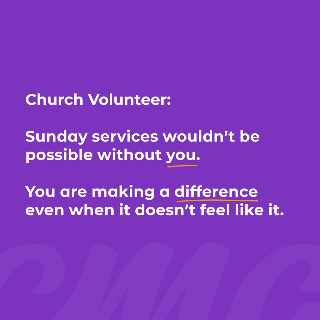 ChurchMotion's tweet photo. What you do MATTERS. Thank you for showing up week after week. π§‘
#CMG #ChurchMotionGraphics #ChurchMotion #Church #Volunteer https://t.co/jcV2UzSrOh