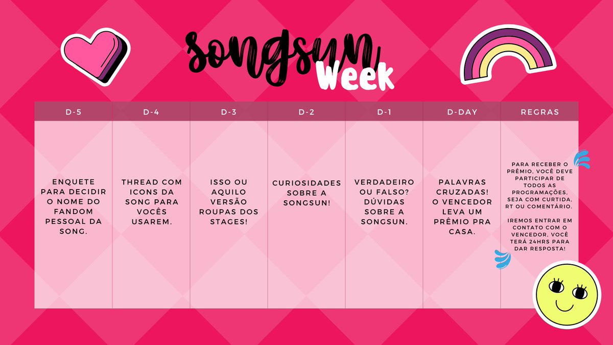 🌻| SONGSUN WEEK!!! 

Abrimos oficialmente a SW, projeto em parceria com a <a href="/BRASIL_TRIBE/">TRI•BE BRASIL</a> e <a href="/pixelstore_br/">Pixel Store</a>. A partir de hoje às 19hrs começaremos as atividades. 
No último dia (21/03 às 19hrs) haverá um jogo que valerá prêmio!! Regras abaixo.

#SongSun #TRI_BE
