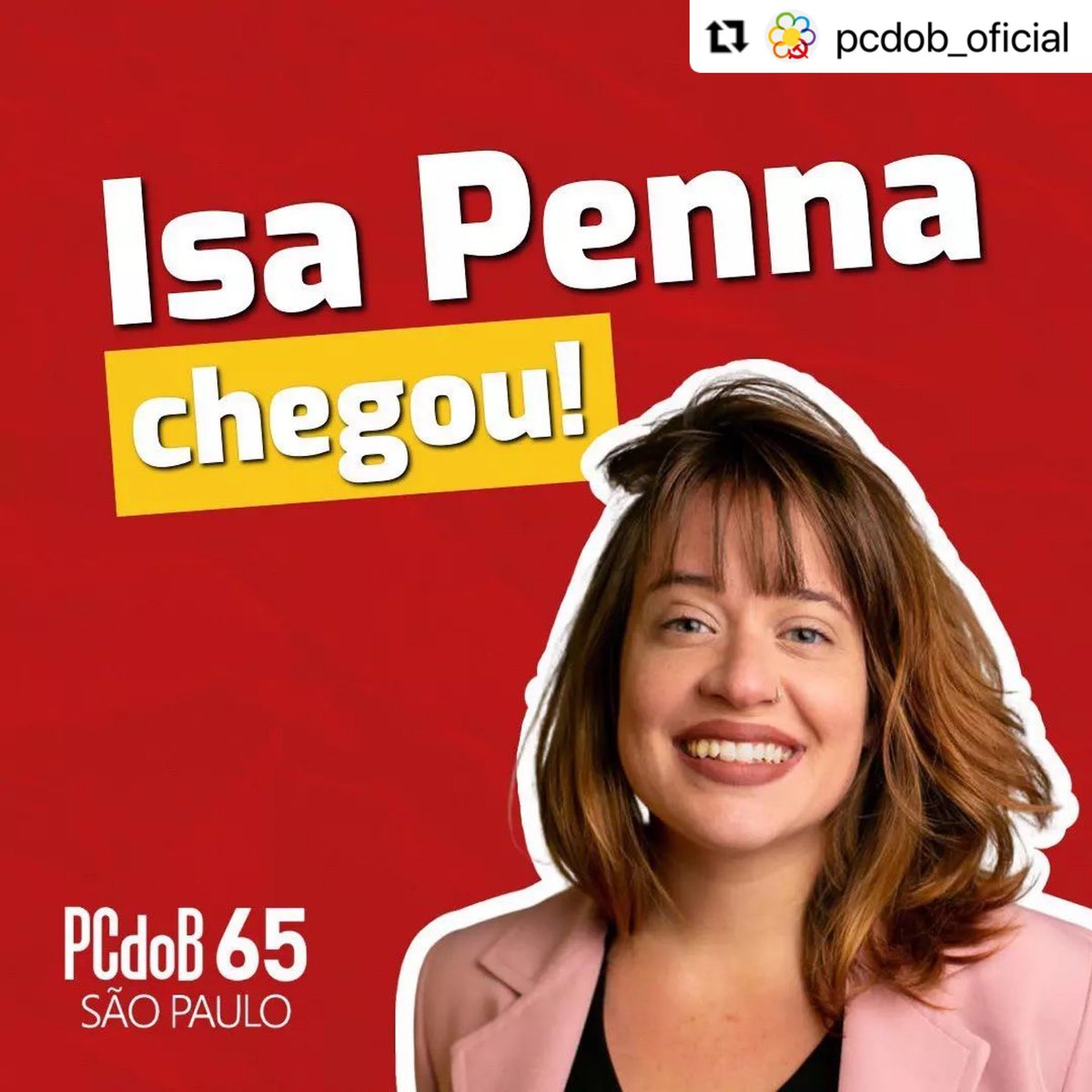 vanessa_grazz's tweet photo. Muito orgulho de ter essa mulher combativa no PCdoB!!
@isapenna
Ela chegou! De ❤️ vermelho e aberto
Seja mto bem-vinda! JuntAs e com coragem, vamos melhorar o Brasil!
@PCdoB_Oficial
#vempropcdob #isachegou
#pcdob100anos https://t.co/EeDW94waKb