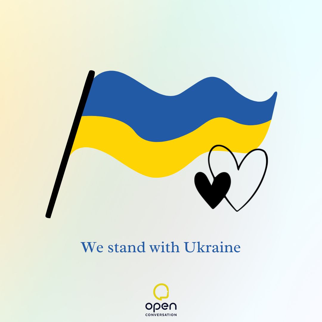 OpenPodcasts's tweet photo. What is happening in Ukraine is horrific and Open Conversation proudly stands with the Ukrainian people against the tyranny it's facing at this very moment. 🇺🇦 https://t.co/t2Q9H4HTSl