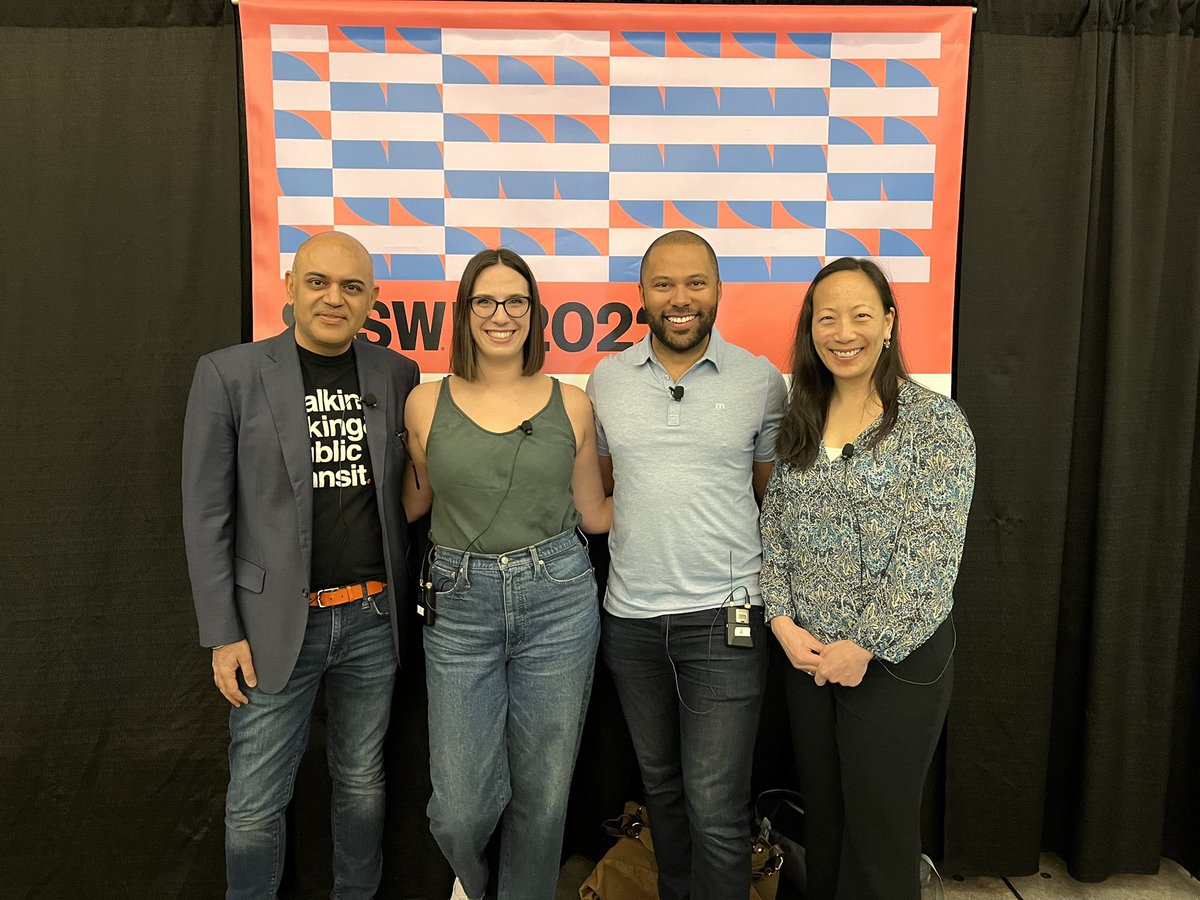 CoalitionReMo's tweet photo. A big thanks to our panelists @akchhabra, @WarrenMobility, @mdwestervelt and Nadine Lee of @dartmedia for joining ReMo’s #sxsw session on #MaaS today and providing their firsthand perspectives  and commentary on the future of #mobility tech that serves people &amp; the planet. https://t.co/xKebpwwJ7j