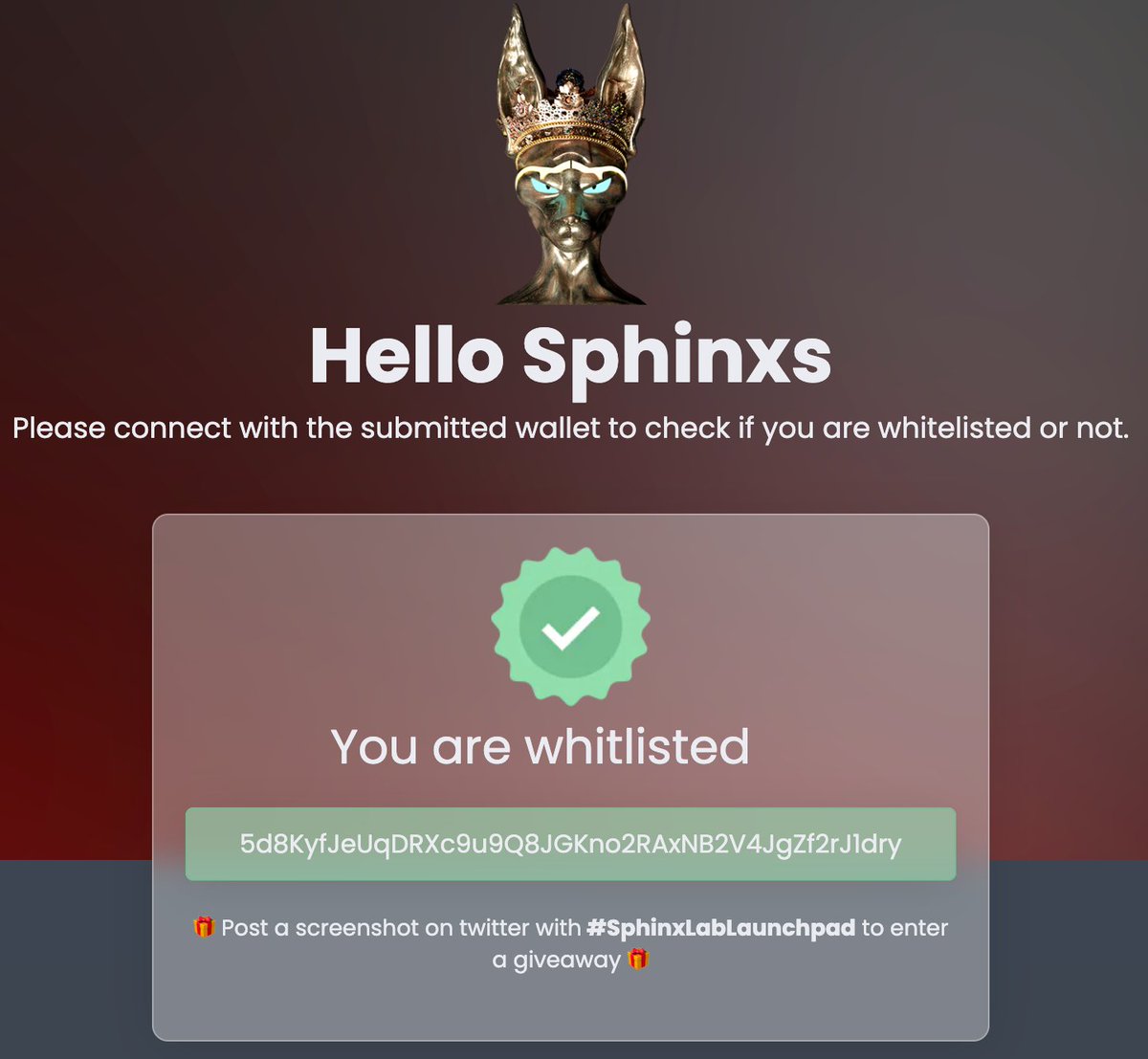 CryptoKid1981's tweet photo. On the WL for @LabSphinx. LFG! #SphinxLabLaunchpad https://t.co/mldXklGliD