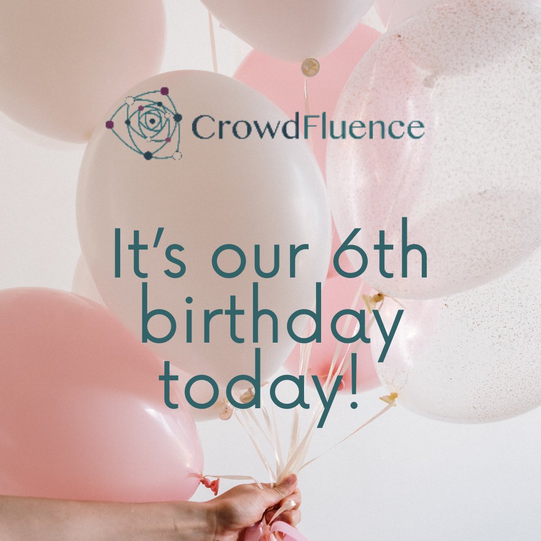 Crowdfluence Ltd was incorporated 6 years ago! 

What started as a 1 person business..is still a 1 person business but with expert partners, focused on delivering #B2B #socialmedia #marketing services with exceptional quality, speed and expertise. 
Thank you for your business!