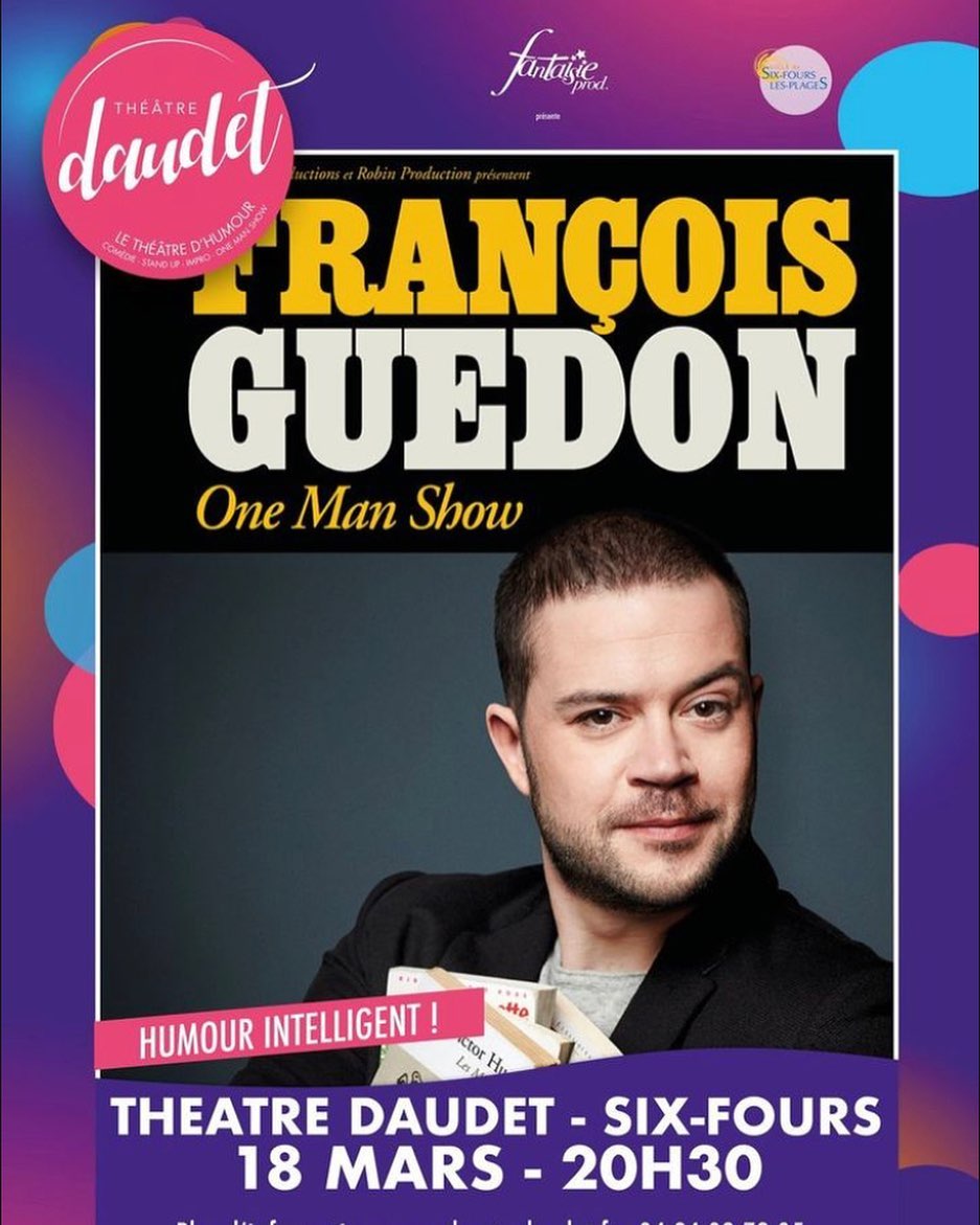 Ce vendredi au Théâtre Daudet de l'humour intelligent, avec <a href="/FrancoisGuedon/">François Guédon</a>  , Œuvrant secrètement à l'improbable réconciliation entre Racine et Nabilla . 🎟 theatredaudet.fr