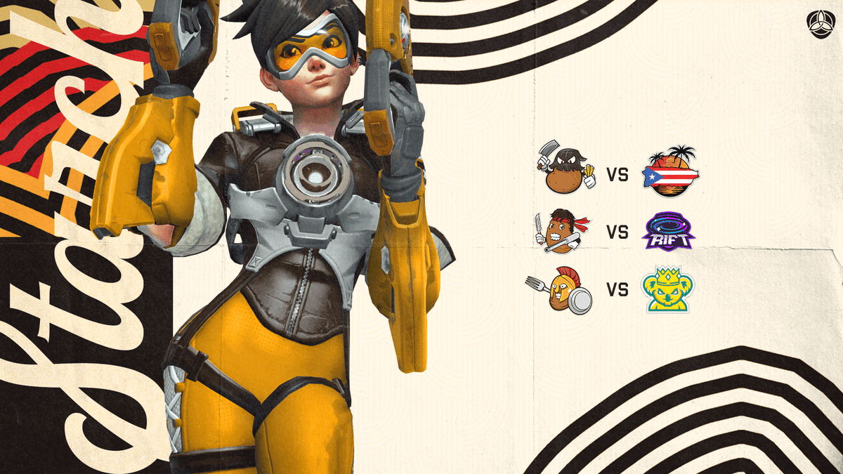 StarchESports's tweet photo. Week 4!  

The Fighting Potatoes look to turn it around against the juggernaut that is @MarsupialOW (Koala Kings)

Seal Team Spuds look to remain on track with a battle against Rift!

The Decapi-Taters are taking on an entire territory as they look to take down Puerto Rico! https://t.co/NG8rRWYGai