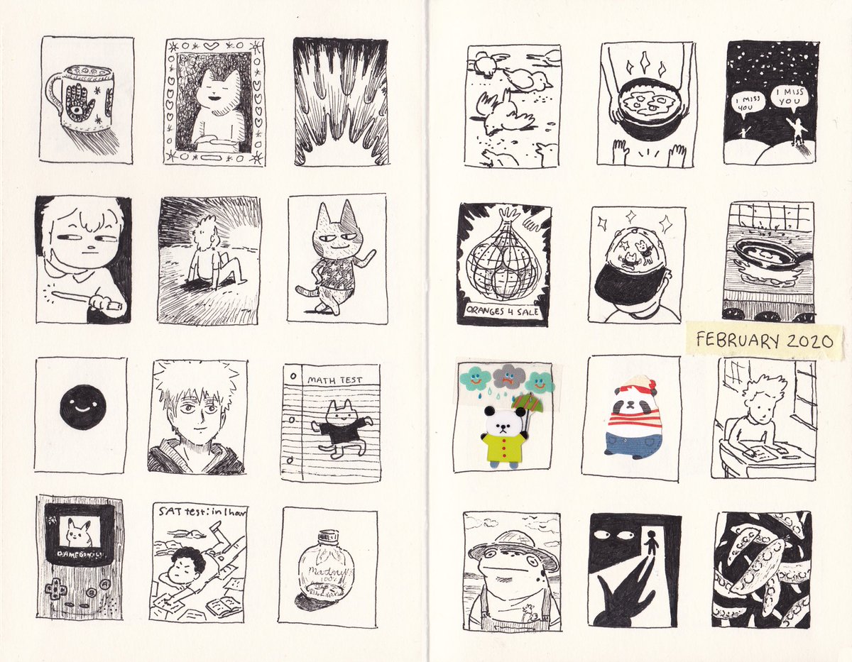 sammysavos's tweet photo. i have a bunch of #tinydays spreads i never ended up posting in full! here's a spread from jan 2020 - feb 2020 ✨ https://t.co/DdaX6s9Pun