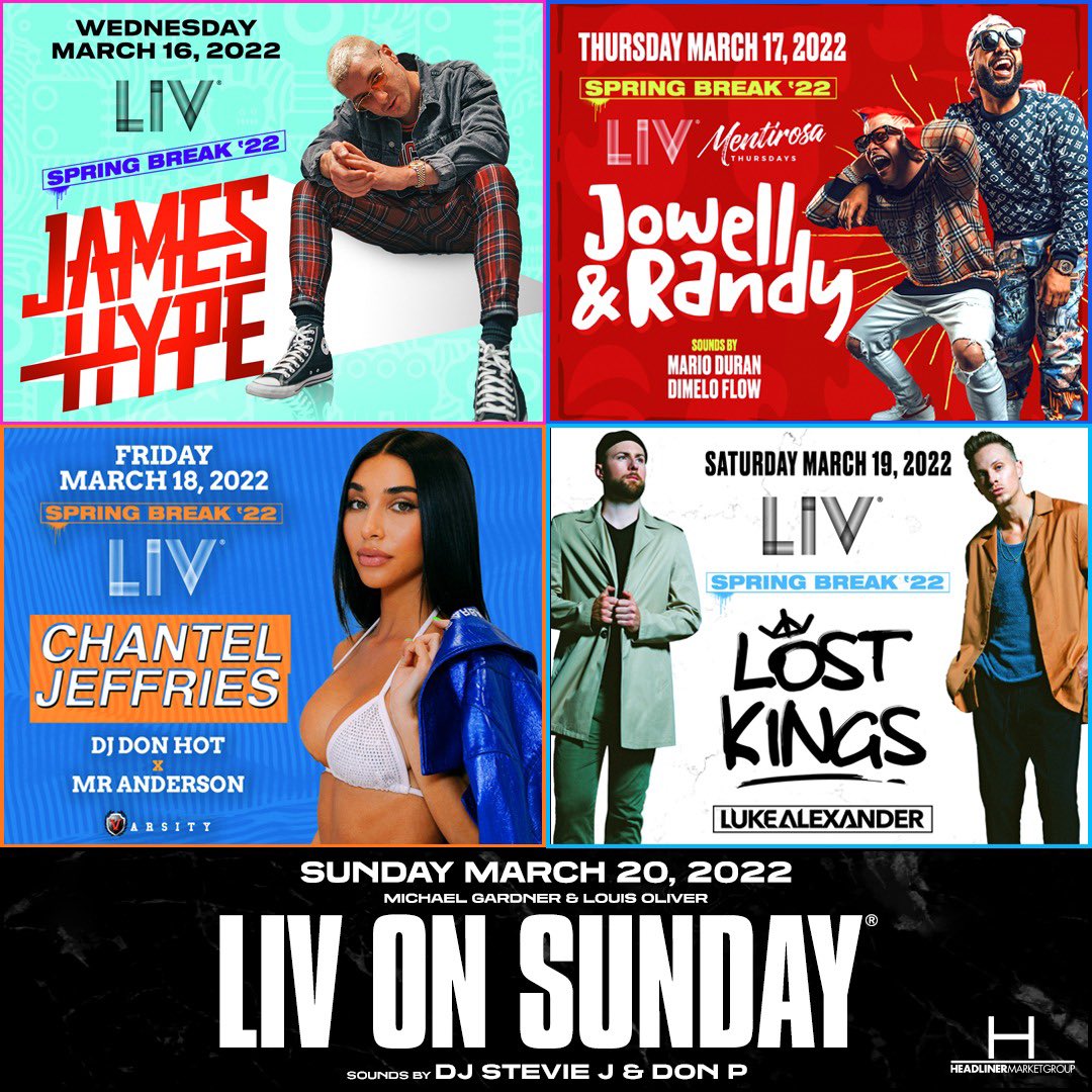 LIVmiami's tweet photo. See below for your Spring Break plans this weekend starting TONIGHT🗓‼️ Tickets at https://t.co/2gI0nFs4oC https://t.co/smgRmKaYY5