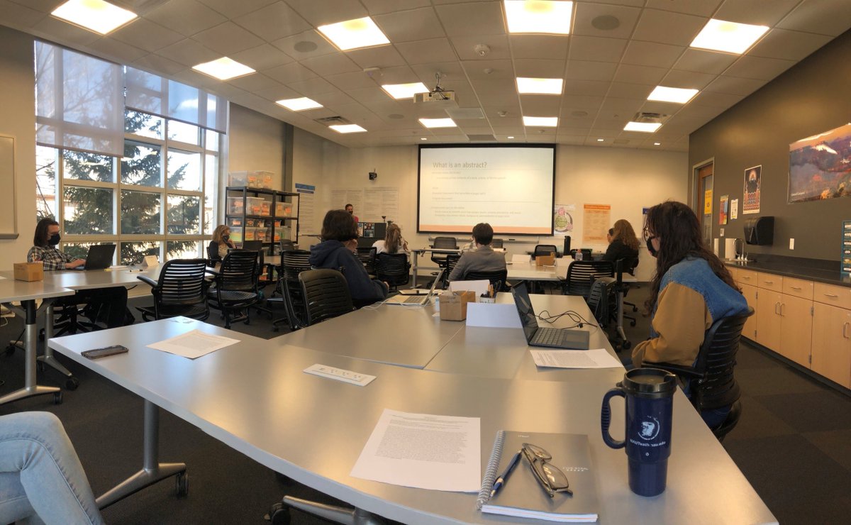 cstlnau's tweet photo. We had another STICH Prof. Develop. Workshop on 3/9 lead by one of our STICH Project coordinators, Tina Zecher! Scholars worked on abstracts- what are they, how do we write them, etc. &amp; wrote a collective abstract for the STICH presentation at the Undergraduate Symposium 😎✍📚️ https://t.co/7LervA3Ioi