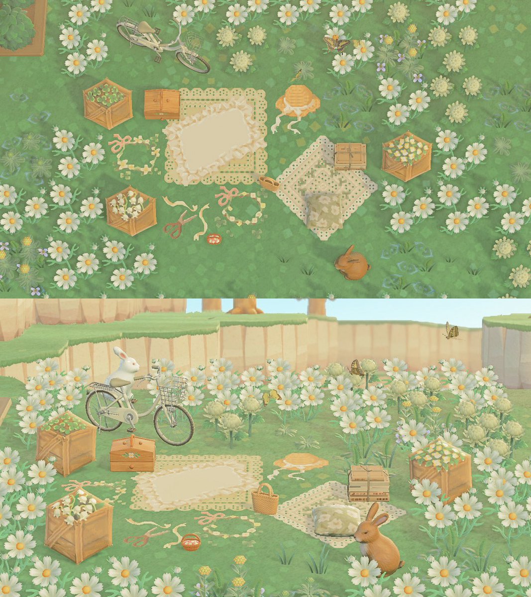 ketchupstoes's tweet photo. my entry for the #abdesignchallenge by @arielleabloom and bubs.crossing on instagram! it’s a flower crown crafting area inside of a meadow! 
👒🐰🍀

🏷: #acnh #ACNHDesign #ACNHDesigns #AnimalCrossing #AnimalCrossingNewHorizons #acnhinspo #meadowcore https://t.co/dXbmsE8SG1