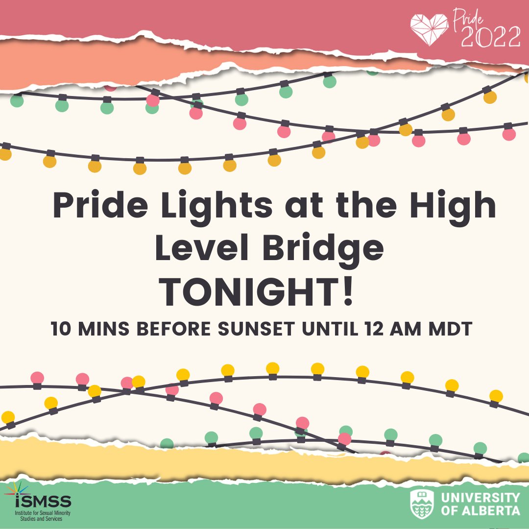 fyrefly_ua's tweet photo. To celebrate @ualberta's Pride Week, the High Level bridge will be lit up in the colors of the Progress Pride Flag 10 minutes before sunset until 12 AM MDT! 

#prideflag #prideweek #ismss #yeg #yeggers #edmonton #ualberta #celebration #community #pride #2slgbtq https://t.co/Ix9wcUnXFS