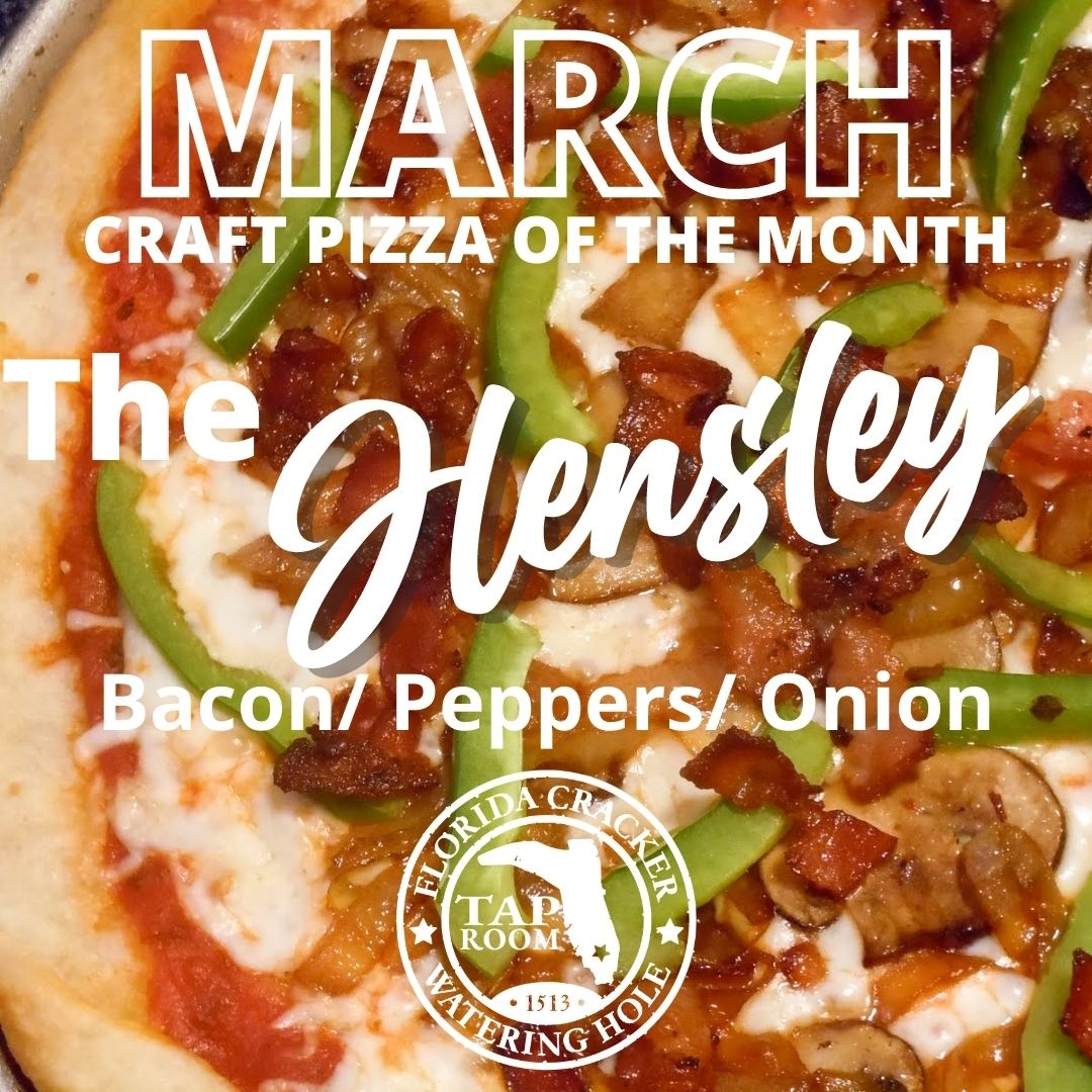 FlTaproom's tweet photo. OUR MARCH PIZZA OF THE MONTH- 🍕
The "Hensley" 
made with chopped Bacon/ Peppers/ Onion

#flacracker #taproom #downtown #brooksville #wateringhole #oldfashioned #cocktailofthemonth #drinkspecial #drinkresponsibly #classic #ontherocks #neat https://t.co/rA1I0xt2Cg