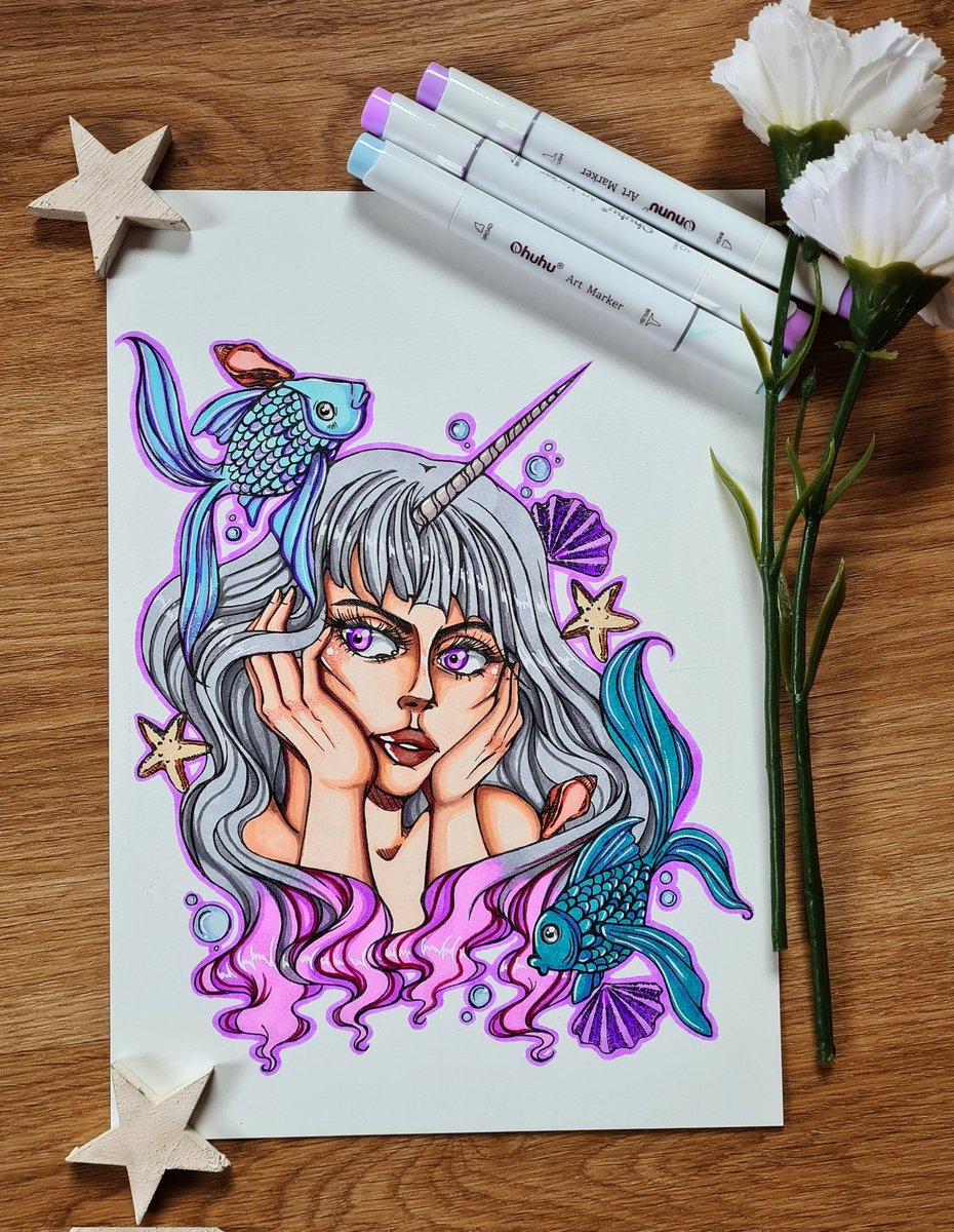 ignis_pectus's tweet photo. Fishdom 🐟
#traditionalart #traditionalartist #mixedmediaart #mixedmedia #markerart #originalcharacterart #kemonomimi #artistsontwitter #artistsupport #germanartist #zeichnung #watercolorpainting #semirealisticart #Mermaid https://t.co/vzDpVO5i4e