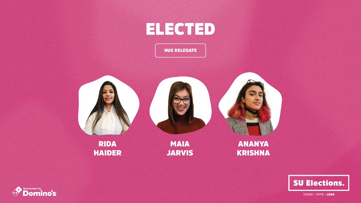SURHUL's tweet photo. A huge congratulations to Rida Haider, Maia Jarvis, and Ananya Krishna for being elected as Royal Holloway's 2022 NUS Delegates! π #RHVotes https://t.co/jchau5gEIb