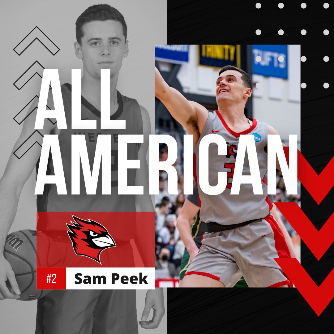wes_athletics's tweet photo. 𝕬𝖑𝖑-𝕬𝖒𝖊𝖗𝖎𝖈𝖆𝖓 𝕾𝖙𝖆𝖙𝖚𝖘 🏀

Sam Peek '22 ➡️ @NABC1927 1st Team All-American

▪️ Peek (17.9 PPG, 7.0 RPG in 2021-22) is the second All-American in 120 seasons of @wes_mbball https://t.co/lmTfPiK7Du
