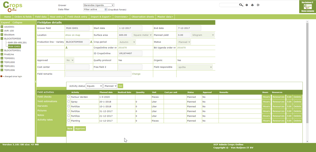 CropsOnline's tweet photo. Yesterday we released version 3.101 of Crops Online into production. In this version we have added extra filter options to the activities.

Please contact us for the complete list with changes in this release.
https://t.co/ghz7y8MAR2 https://t.co/QoPSpS3d2y