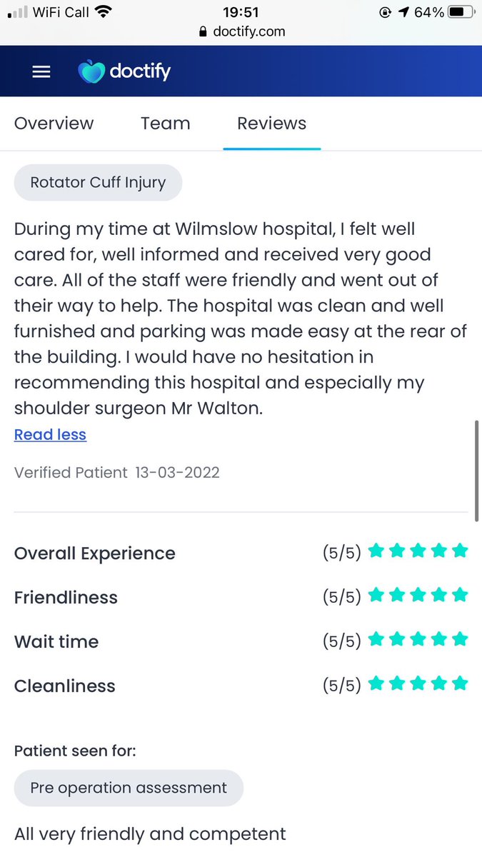 MrMikeWalton's tweet photo. We always try our best but it is always lovely for the team to get positive feedback. Thank you for sharing your experience @thearmclinic @HCAHospitalsUK @WilmslowHosp https://t.co/abRytLRhEi