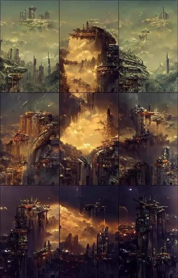 Arteymas_'s tweet photo. Una pintura titulada "Civilización abandonada"

Son 9 pinturas creadas y ensambladas por inteligencia artificial AI para parecerse a la Mona Lisa. https://t.co/0L68xAmUFs
