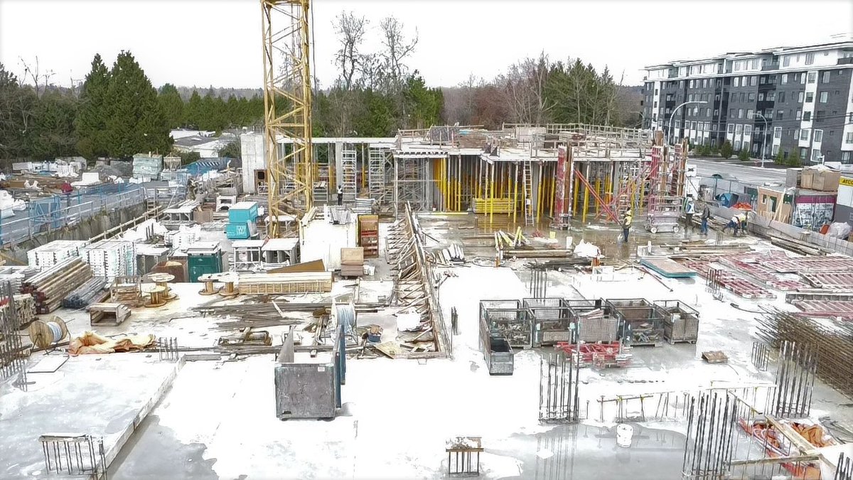 VanMarInc's tweet photo. The ground floor slab is complete and the second floor slab forming is underway at our Habitat site in Surrey. We’re out of the ground!! #BoniMadisonArchitects #NewCommonsDevelopmentConsultants #SurreyBC https://t.co/pIyNttT0oU