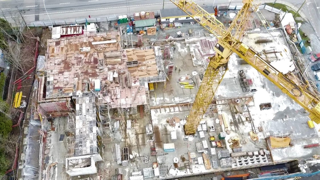 VanMarInc's tweet photo. The ground floor slab is complete and the second floor slab forming is underway at our Habitat site in Surrey. We’re out of the ground!! #BoniMadisonArchitects #NewCommonsDevelopmentConsultants #SurreyBC https://t.co/pIyNttT0oU