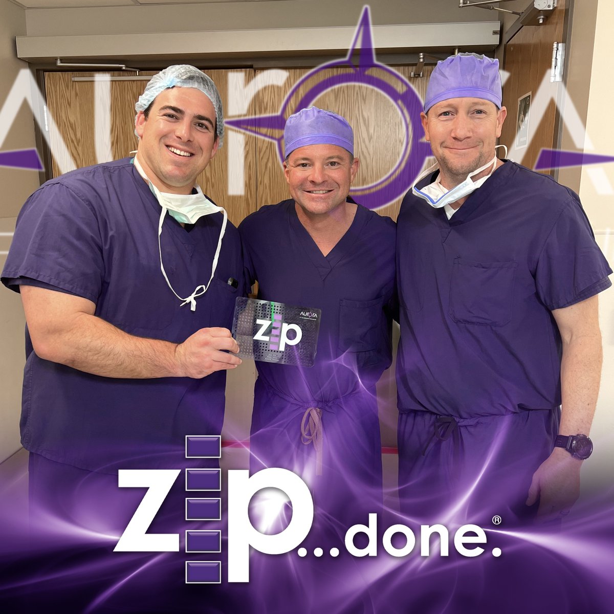 AuroraSpine's tweet photo. #thankyou Dr. Matthew T Ranson MD for choosing the minimally invasive ZIP® to treat your patients with low back pain!
ZIP®... Done!
#SimplifyingTheComplex #lowbackpain #minimallyinvasivedevice #ThePurpleForce
Matt Paxton
Colton Rahav https://t.co/Cpb3vNE5T0