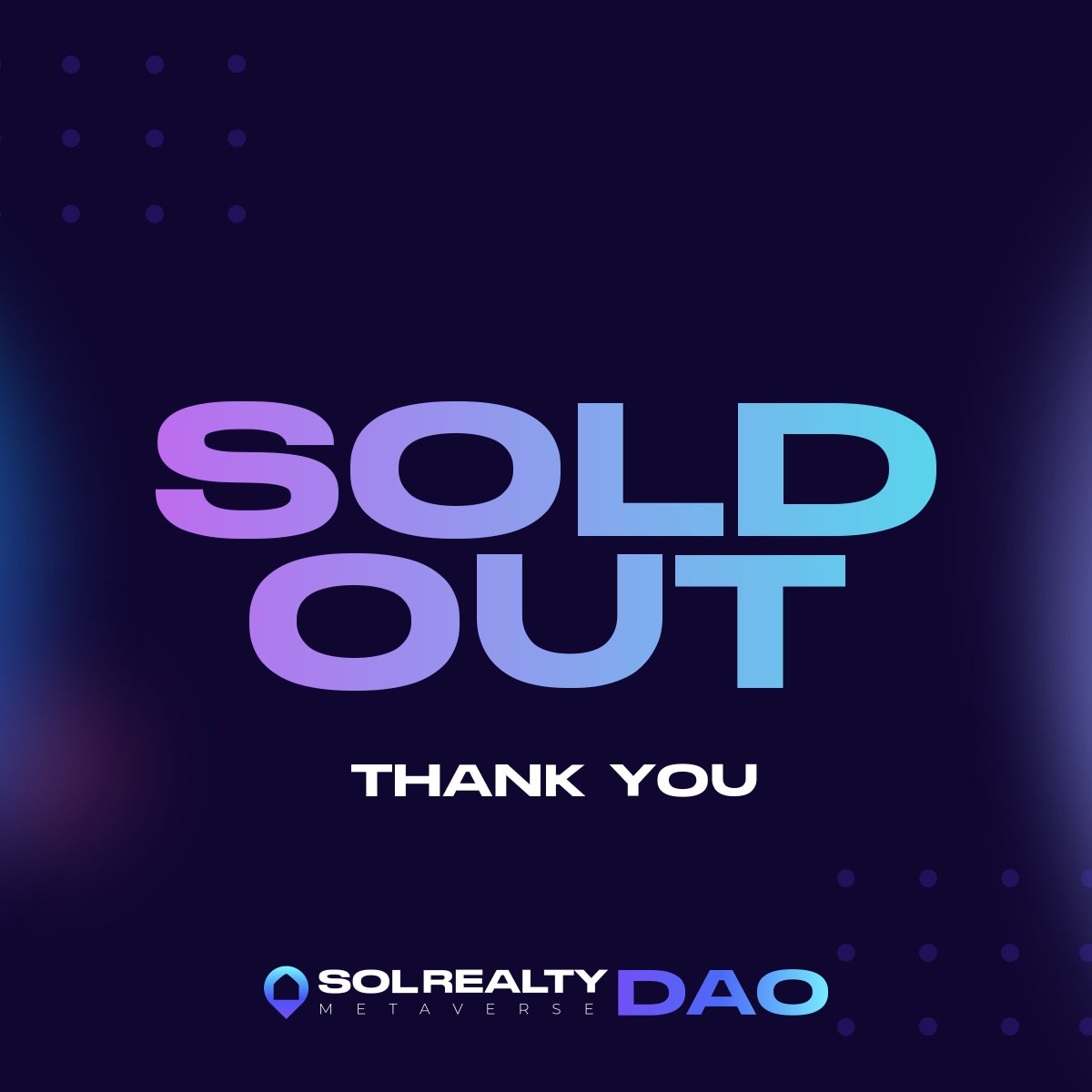 SolRealtyNFT's tweet photo. SOLD OUT AT 1313 PROPERTIES!!🚀🎉

Whats next??
  -Listing on @SolanartNFT @MagicEden @hyperspacexyz @SolSeaNFT 
-Staking for $INCOME
-Metaverse DAO

#solana #NFTs https://t.co/PdhZGh3jp0