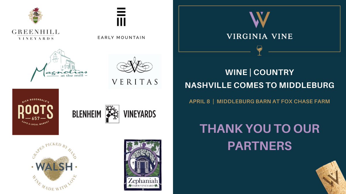 Join us April 8 for Wine Country to kick off Virginia Vine! Enjoy music from <a href="/IAmMaggieRose/">Maggie Rose</a> while savoring VA wines &amp; cuisine – all to raise money for cancer research! Thank you to our generous partners who will be serving their wine &amp; culinary delights! V.ORG/VIRGINIAVINE