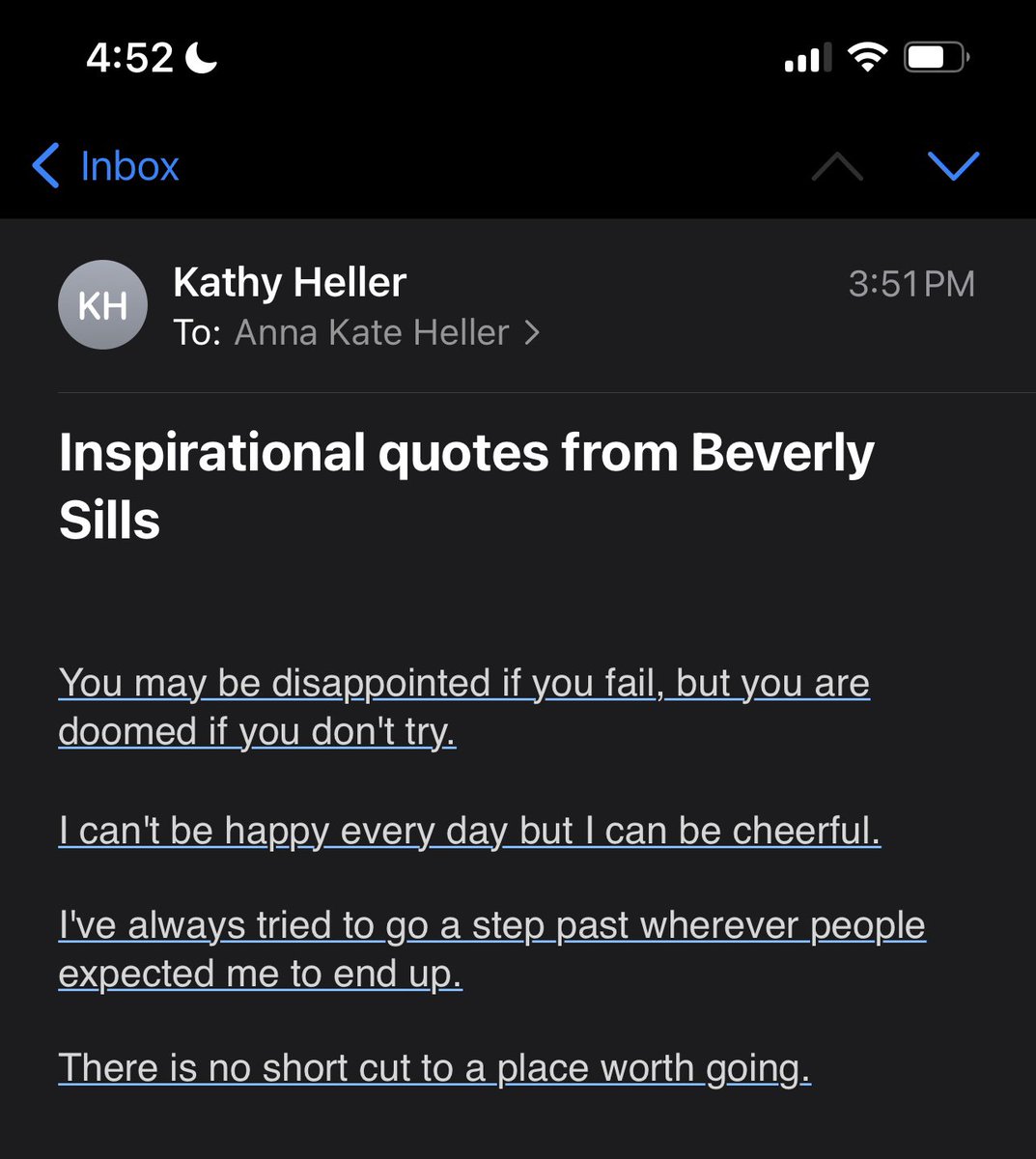 Anna_Kate123's tweet photo. I just told my mom I haven’t been on dating apps much recently, and she sent me this email seriously https://t.co/cLHjAud67g