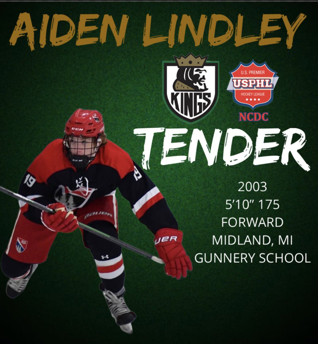 SSK_Hockey's tweet photo. The South Shore Kings have signed ‘03 Forward Aiden Lindley (@aiden_lindley) to an NCDC Tender Agreement for the 2022-2023 season! Lindley, a native of Midland, MI has spent the last two years @GunnHockey1850 ! Welcome to the Kings, Aiden! https://t.co/yzR809vrTY