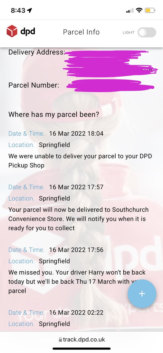 JessDoner's tweet photo. @DPDgroup_news I was expecting a parcel all day and stayed in to received it. I got a text this morning giving time slot, there were delays (which is fine), but I then received an ‘attempted delivery’ with no card was left? This is urgent for tomorrow eve at the latest. Pls help https://t.co/KYVQUg5BD8