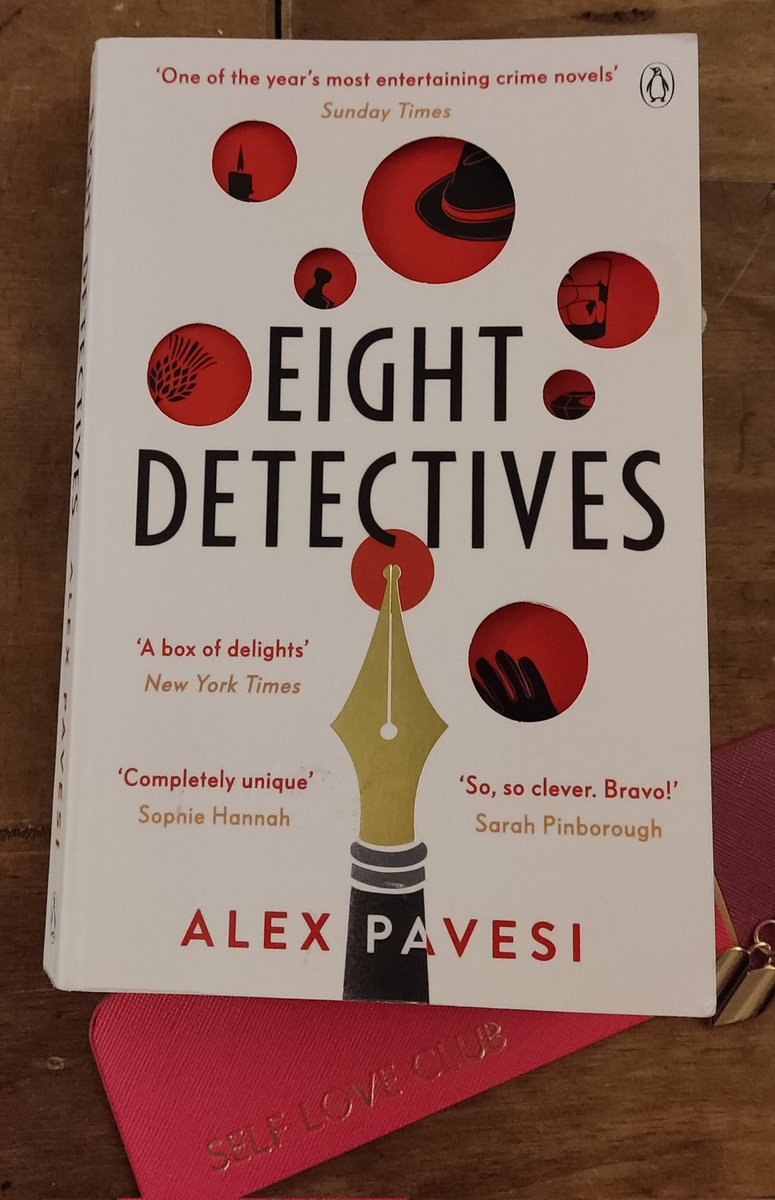 2ShelfLove's tweet photo. Just finished #EightDetectives by @pavesi_alex so cleverly written. You think it's a charmingly sinister series of whodunnits and then whoa. Tightly woven just doesn't cover it. Brilliant. Will review properly soon #BookReview #murdermystery https://t.co/MszE8EVatq