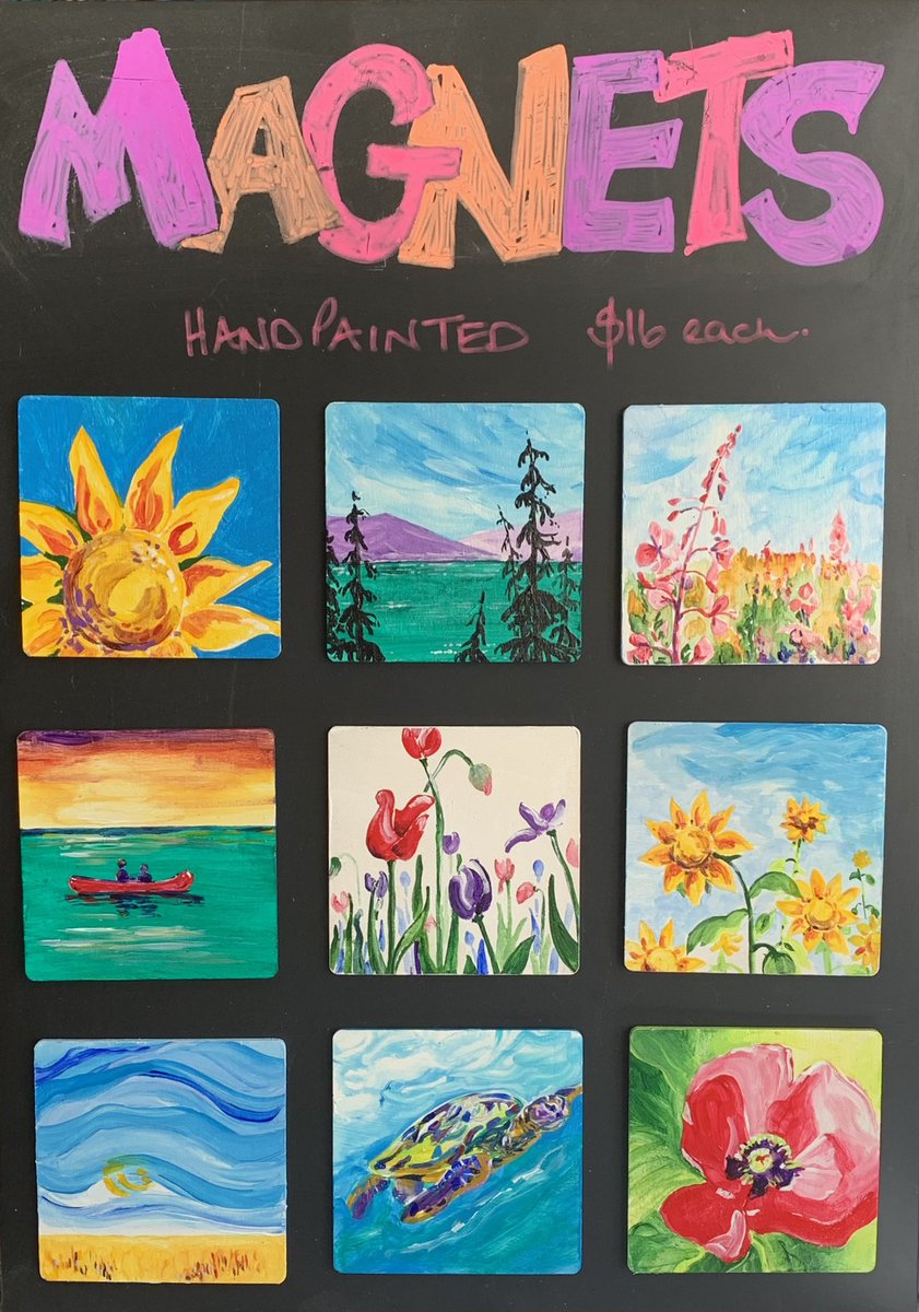 Hand painted magnets! 
Debuting this weekend at <a href="/NOAartshow/">Night Of Artists</a> 

nightofartists.com