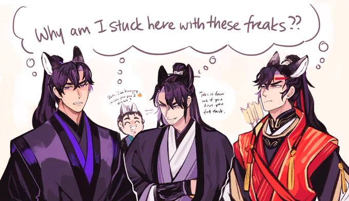 [2ha] y'know the more I think about it, their weird ass personalities make so much sense when you read them all as Wolfboys 