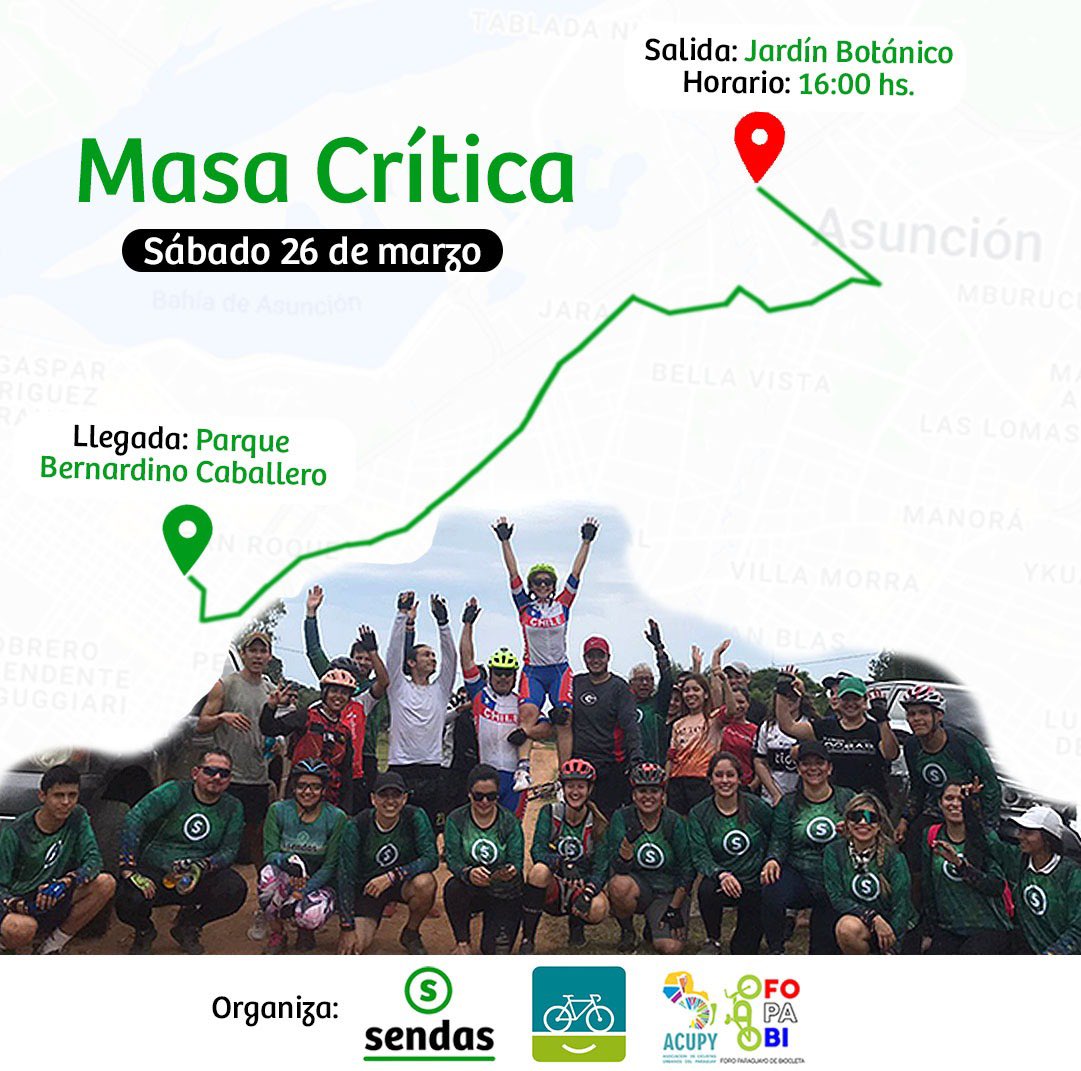 El 26 hacemos Masa en las vías del tren con <a href="/sendaspy/">Sendas PY</a> 🙌🏽🚲

Te esperamos 😎