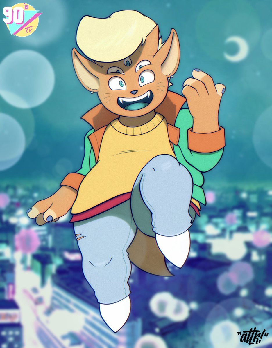 attkgang's tweet photo. Behold! The final member: Dijon!

Fated to be, this mystical yōkai feline was broken free from their seal after their stone was destroyed.

They are a living VST! Born with 3 vocal cords, they can achieve waveforms never heard by the mortal ear.

#ATTK #ATTKGANG #Dijon #90sTeeVee https://t.co/DZ6jlUq98D