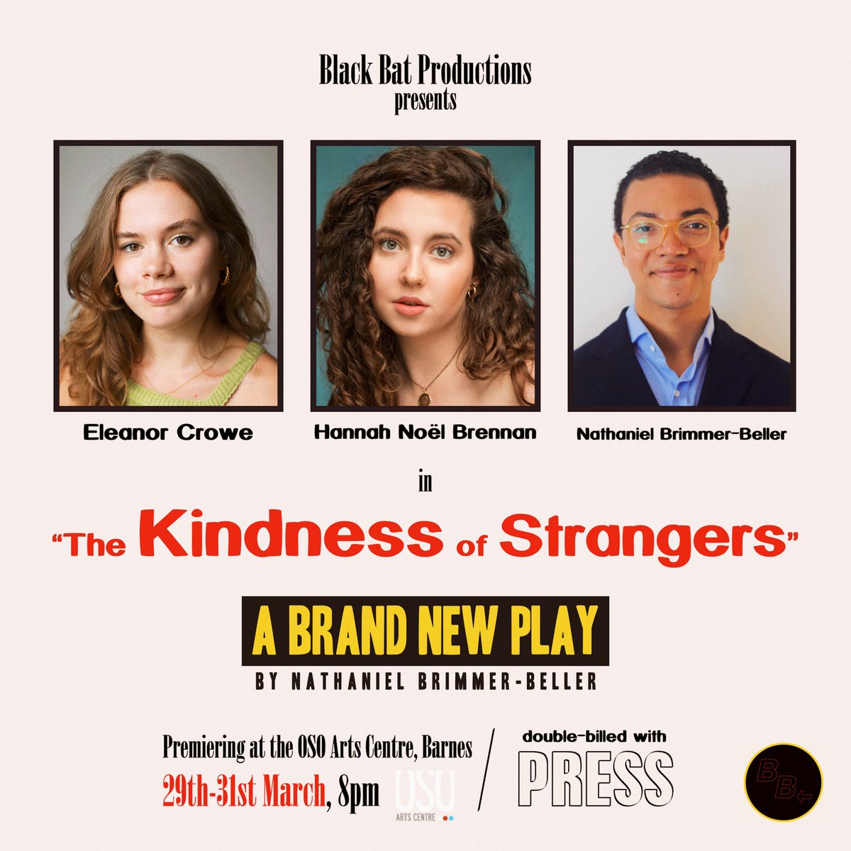 So excited to be nearing the premiere of THE KINDNESS OF STRANGERS - a brand-new commission at <a href="/OSOArtsCentre/">OSO Arts Centre</a> written by <a href="/brimmerbeller/">Nat</a>, all about the raucous tensions of reimagining plays

Tickets available for 30th &amp; 31st March!Get yours right away! At osoarts.ticketsolve.com/shows/11736230…