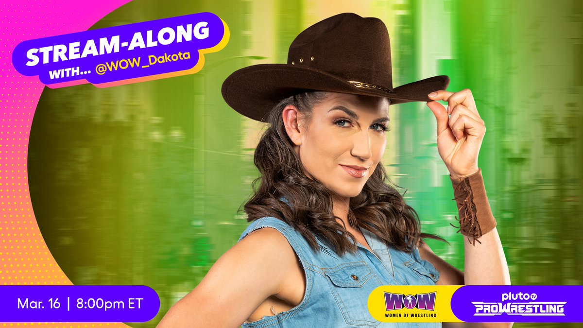 Pluto TV (@plutotv) on Twitter photo GIDDY UP! ๐ค
Tonight join @WOW_Dakota LIVE as she tweets along to <a href="/wowsuperheroes/">WOW - Women Of Wrestling</a> WOW - Women Of Wrestling! Grab a lasso and watch along with her on Channel 732: pluto.tv/live-tv/pluto-โฆ #WOWWednesdays #PlutoTVStreamAlong <a href="/ParamountGCD/">Paramount Global Content Distribution</a> GIDDY UP! ๐ค
Tonight join @WOW_Dakota LIVE as she tweets along to <a href="/wowsuperheroes/">WOW - Women Of Wrestling</a> WOW - Women Of Wrestling! Grab a lasso and watch along with her on Channel 732: pluto.tv/live-tv/pluto-โฆ #WOWWednesdays #PlutoTVStreamAlong <a href="/ParamountGCD/">Paramount Global Content Distribution</a>