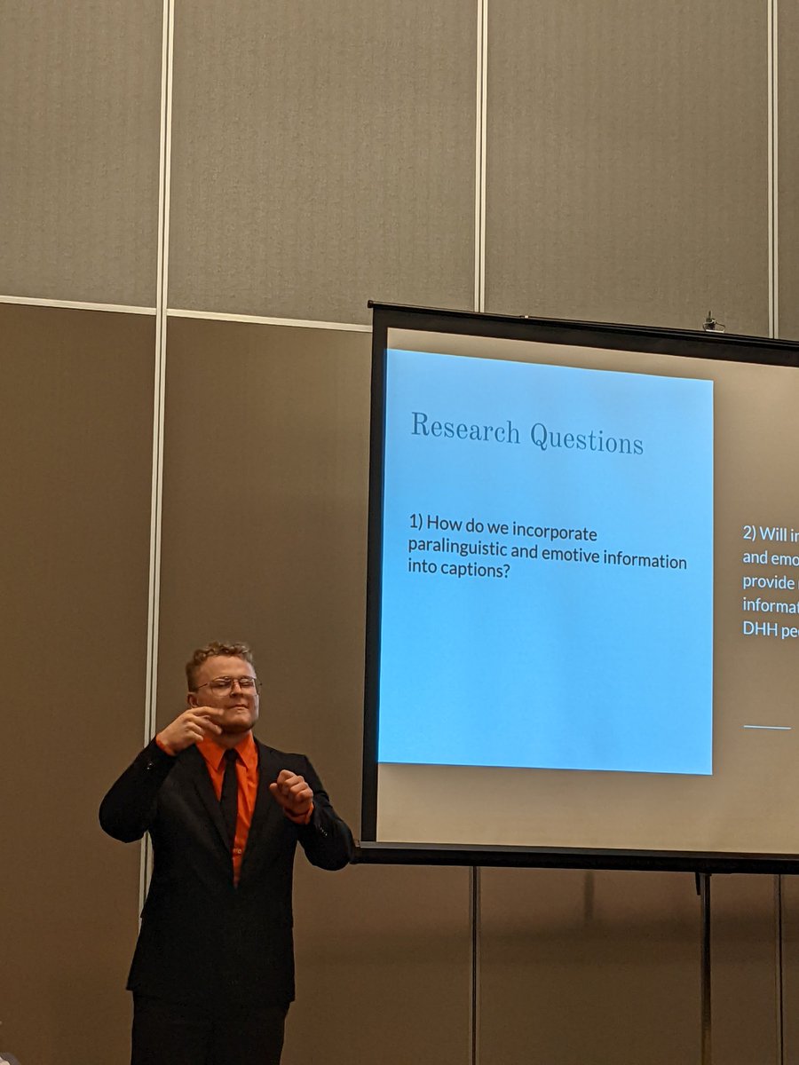 Joseph Mendis, our Gallaudet REU AICT undergraduate researcher is presenting research findings on a caption emojis and paralinguistic study at CSUN 2022.