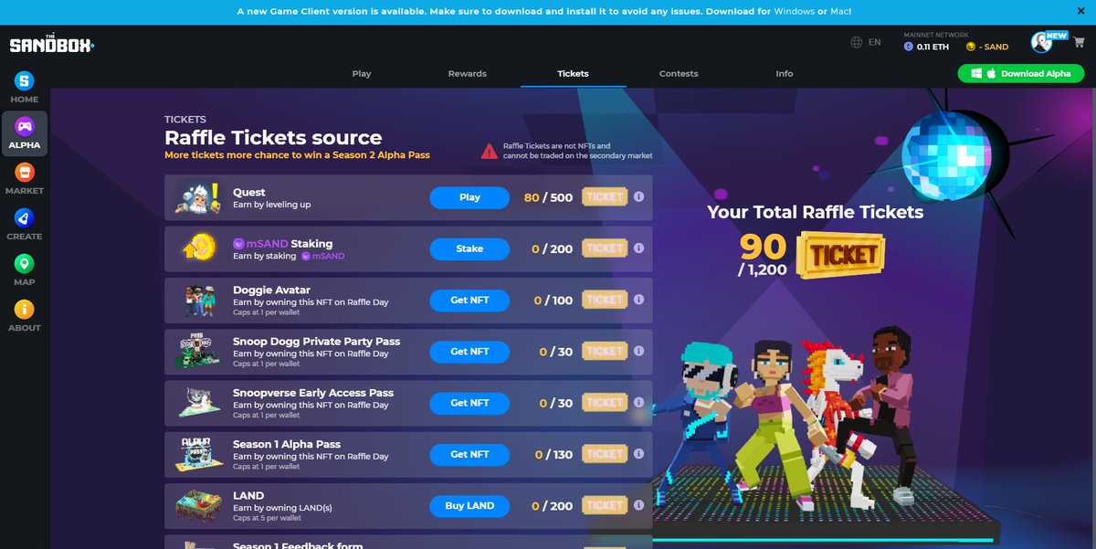 Masterole123's tweet photo. @TheSandboxGame I just participated in the daily #SandboxAlphaS2Contest for a chance to earn up to 1,000 $SAND! Starting March 14 -  Show your Raffle Tickets. Check out my screenshot below! 👇 #SandboxAlphaS2 https://t.co/AR0fHp6hZT